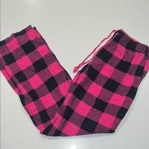 Heritage Pink and Black Plaid Pajama Bottoms Cozy Flannel